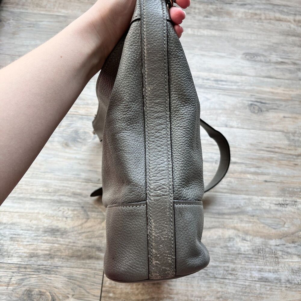 Coach Paxton Duffle Crossbody Grey Pebbled Leather Shoulder Bag Silver Chain - Picture 11 of 14